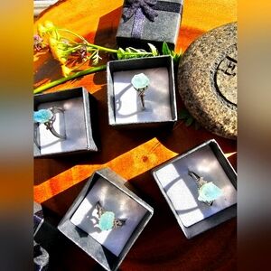 Aqua Marine and Silver Ring Adjustable Size